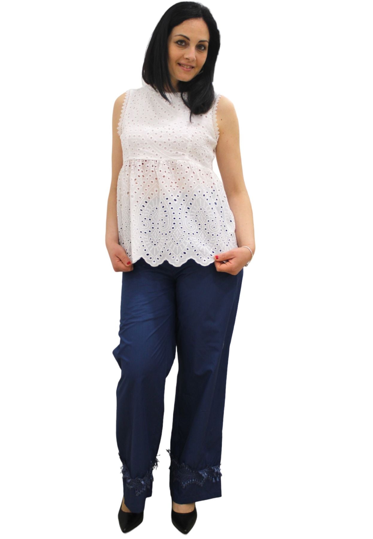 Pantaloni Donna White Wise A Palazzo WW28224