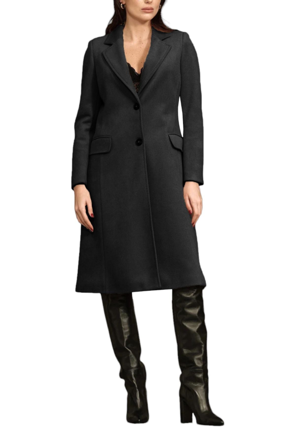 Cappotto Donna White Wise Baronetto Lungo Con Punto Mf WW18468