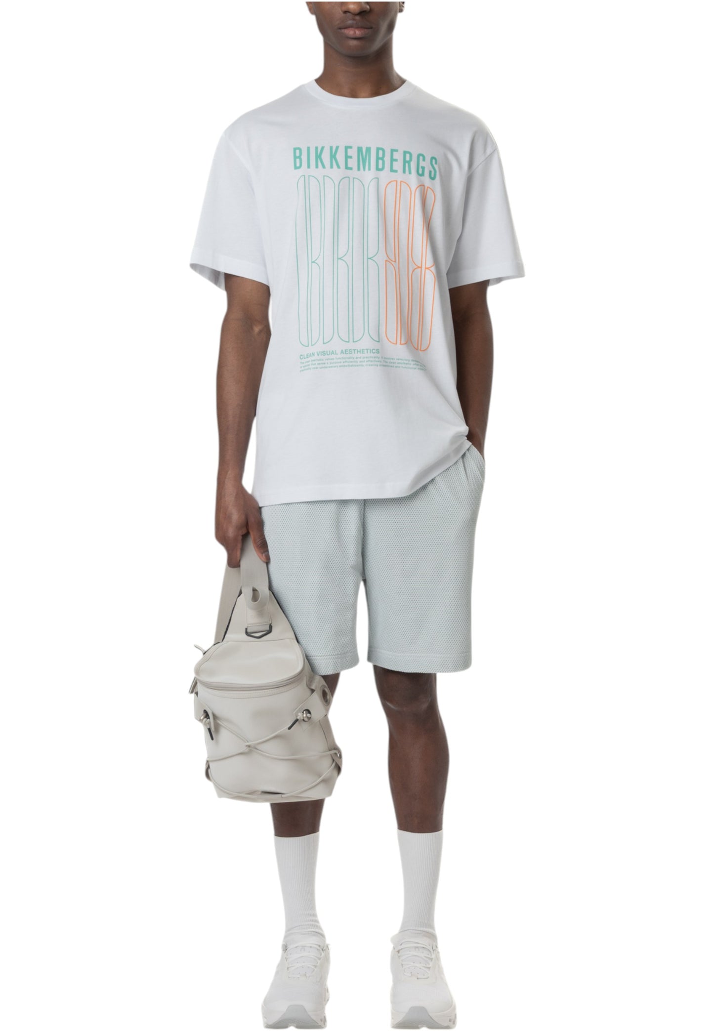 T-Shirt Manica Corta Uomo Bikkembergs Maxi Stampa A Contrasto Sul Petto