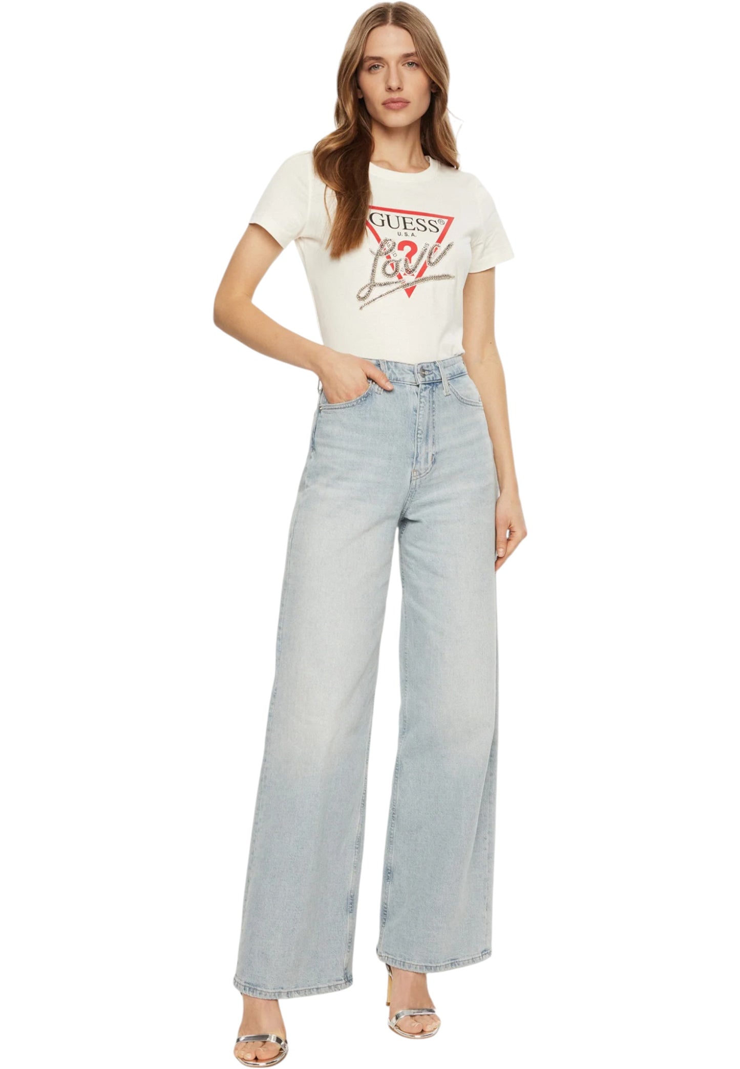 T-Shirt Manica Corta Donna Guess Triangle Love