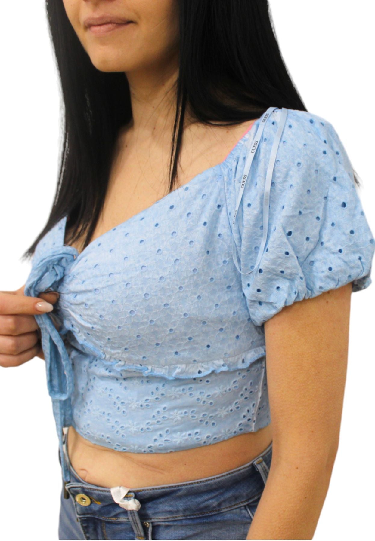 Top Manica Corta Donna Guess Aini Cropped W3GP16KALQ0
