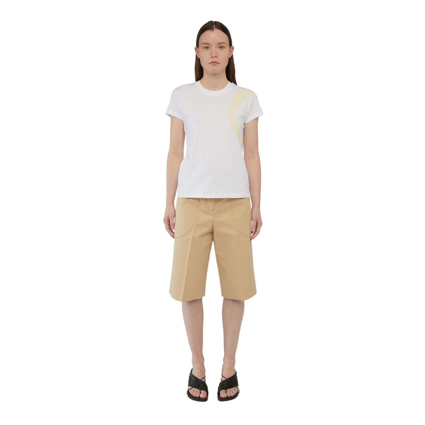 T-Shirt Manica Corta Donna Trussardi Greyhound Shoulder Print Cotton Jersey 30/1 56T00564-1T005381