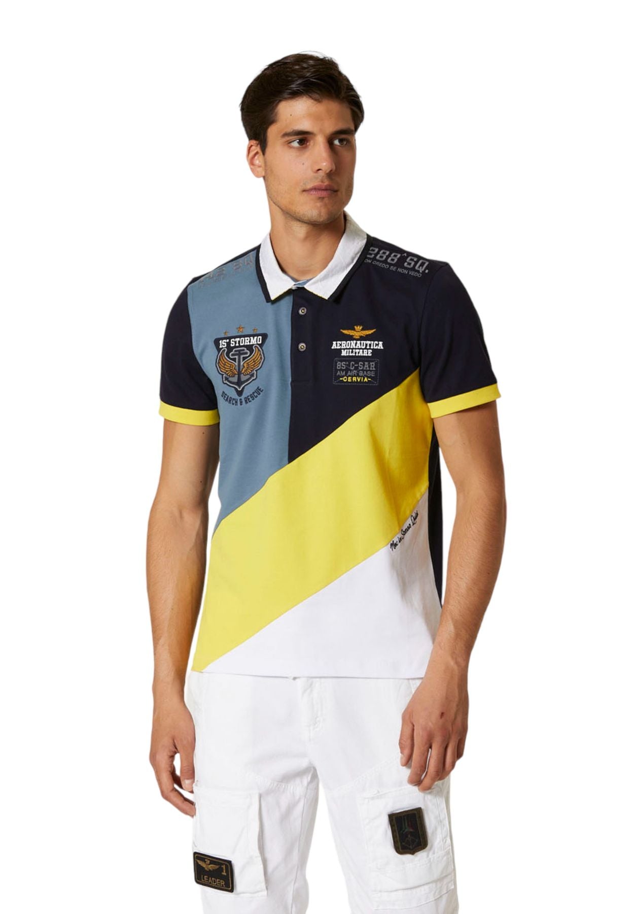 Polo Manica Corta Uomo Aeronautica Militare Color-Block 15 Stormo 231PO1688P199