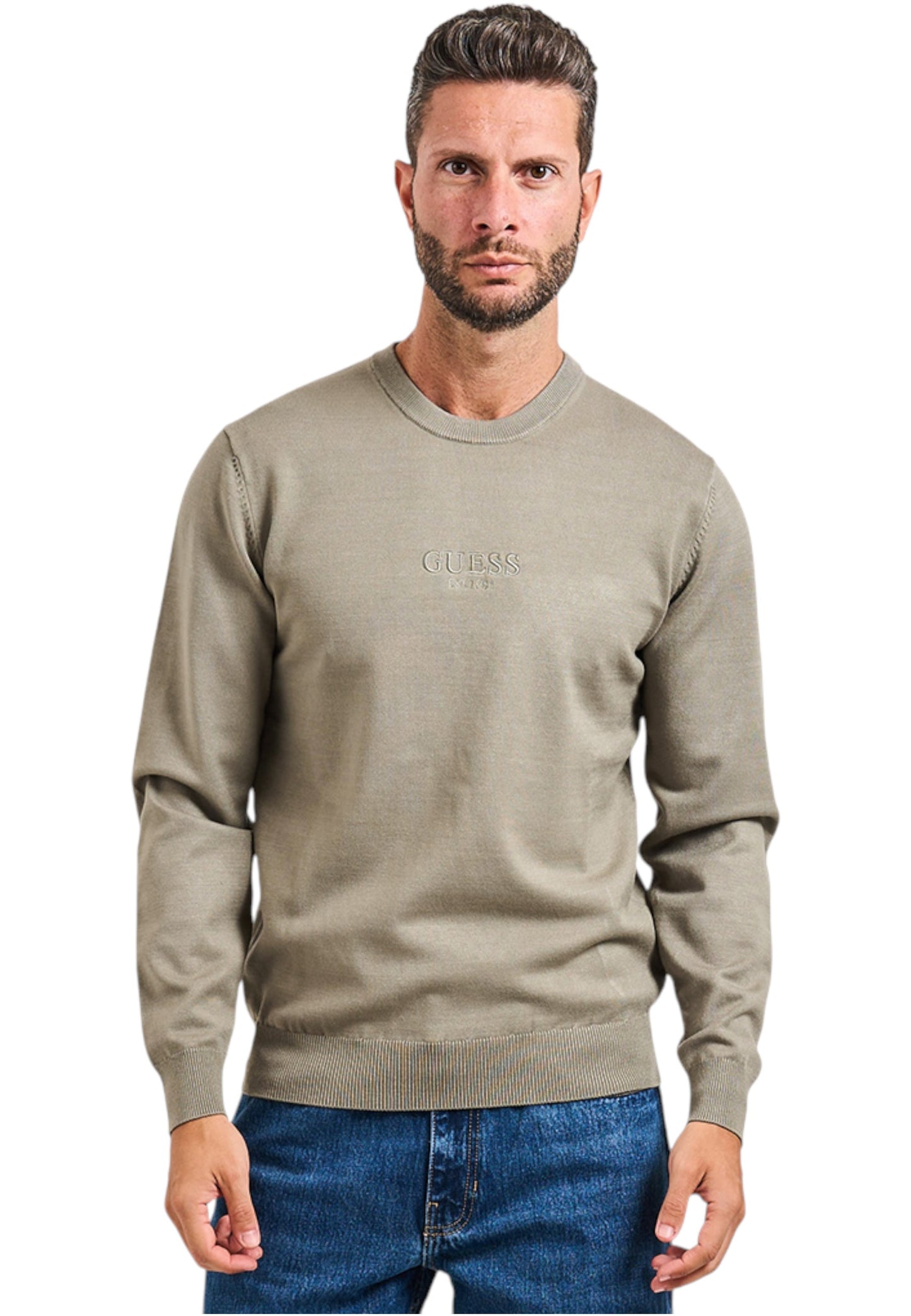 Maglione A Girocollo Uomo Guess Hervey Logo Tonal M5YR08Z3FC2
