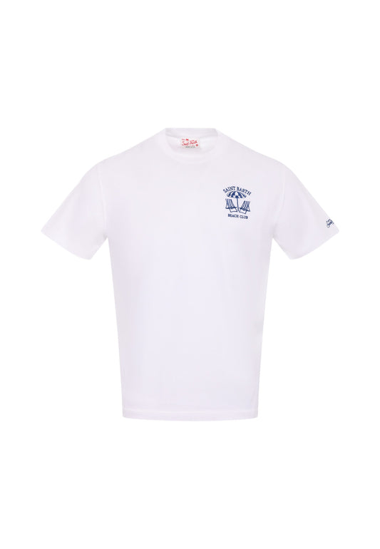 T-Shirt Manica Corta Uomo Mc2 Saint Barth Con Ricamo Beach Club Portofino