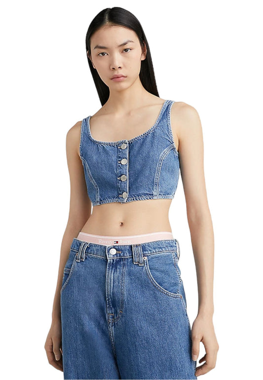 Top Senza Maniche Donna Tommy Jeans In Jeans Cropped Top Bf Bg5031 DW0DW15646