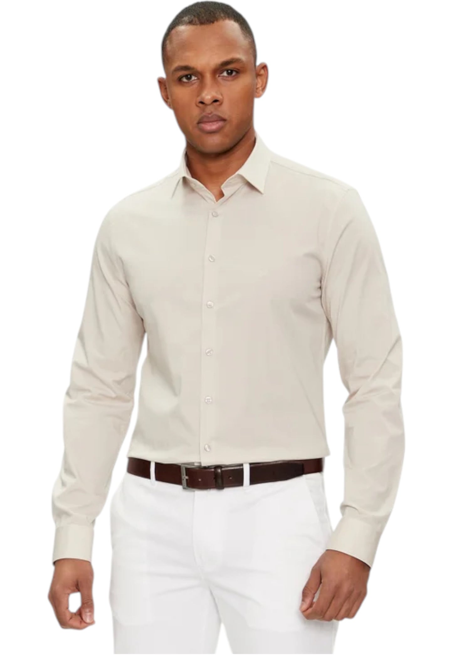 Camicia Manica lunga Uomo Calvin klein  Poplin Stretch Slim