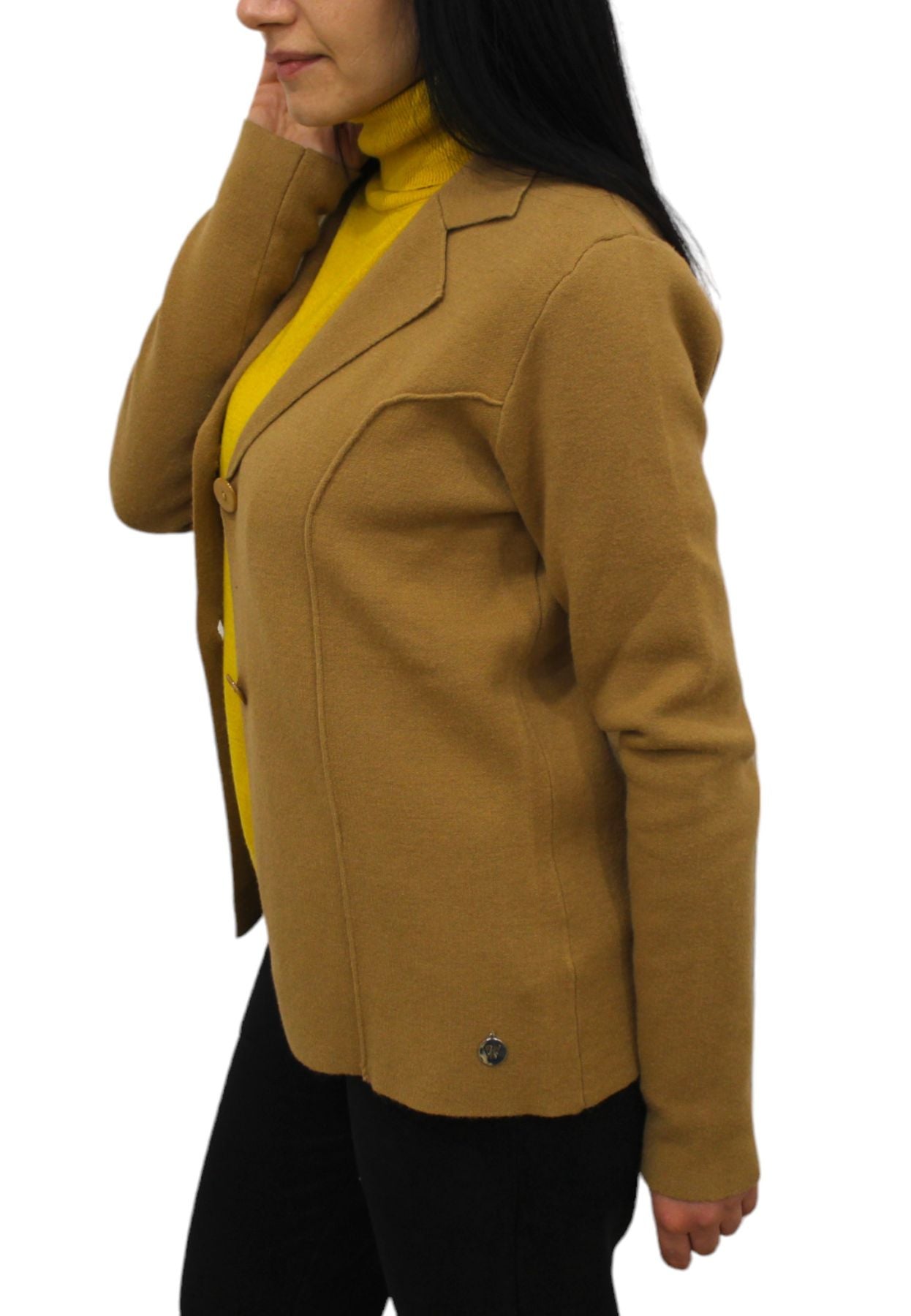 Giacca Blazer Donna White Wise In Maglia Con Collo A Revers WW18057