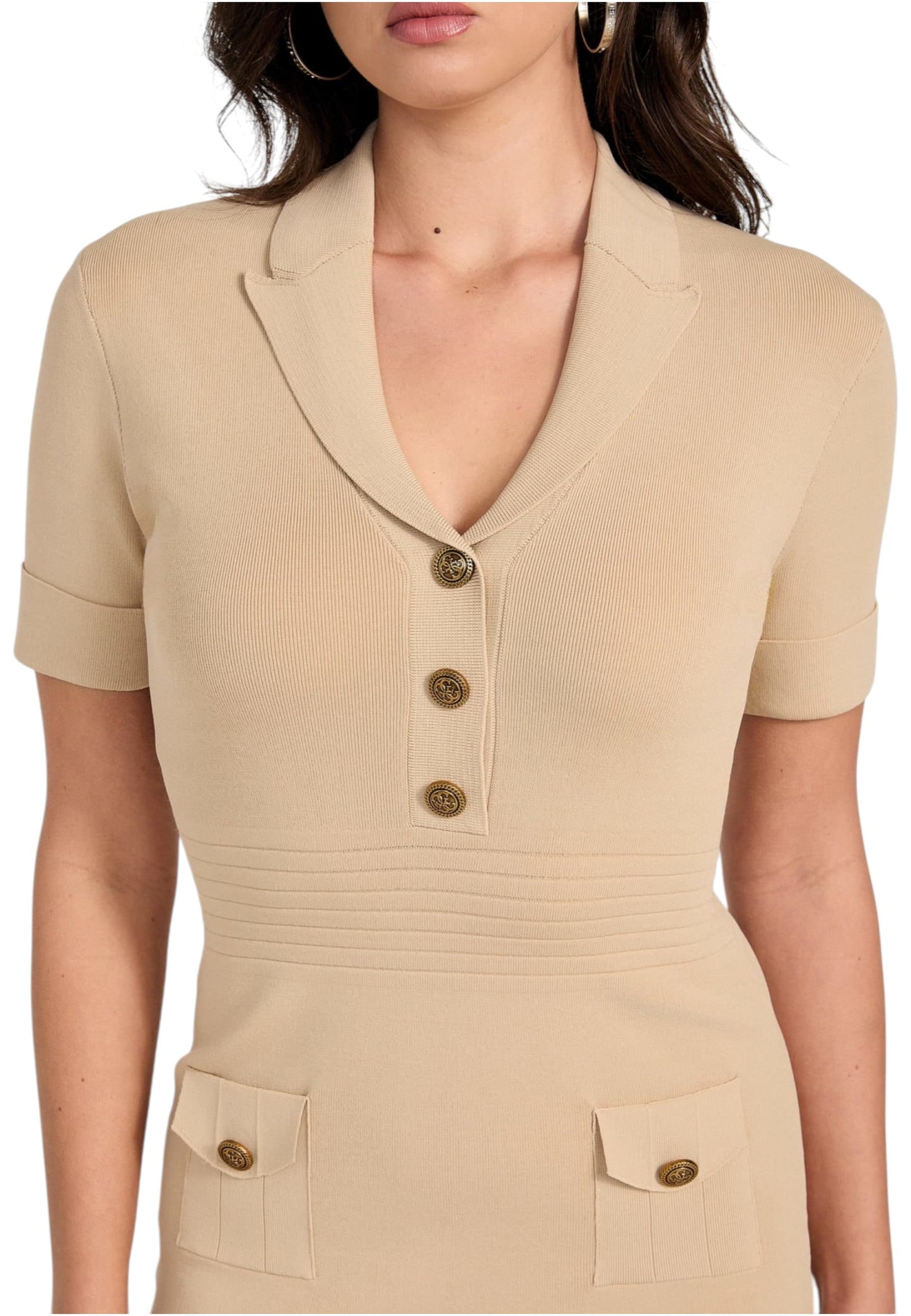 Vestito Corto Donna Guess Manica Corta In Maglia Felicity W5YK29Z0130