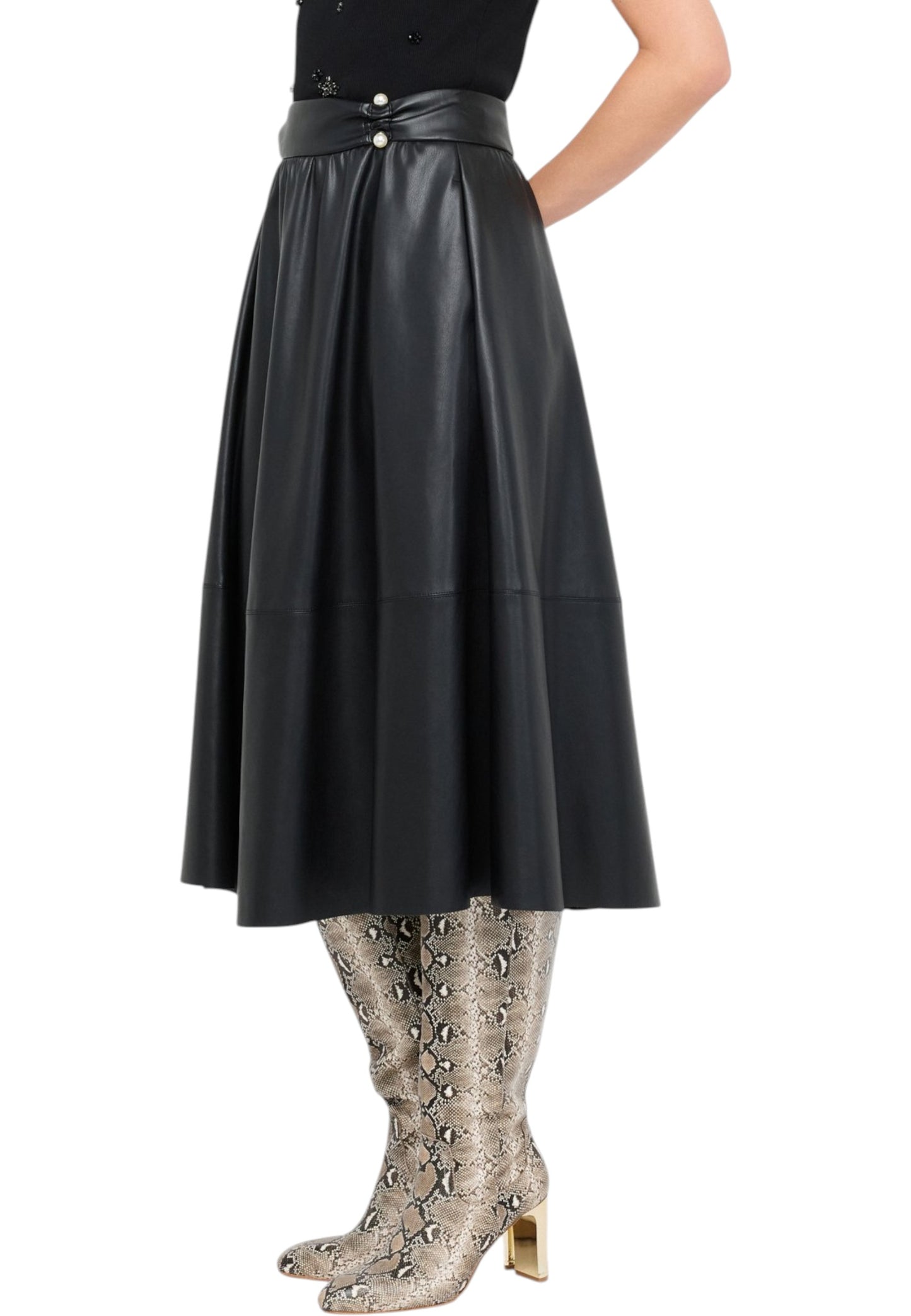Gonna Midi Donna Liu Jo In Pelle Sintetica CF5015E0624