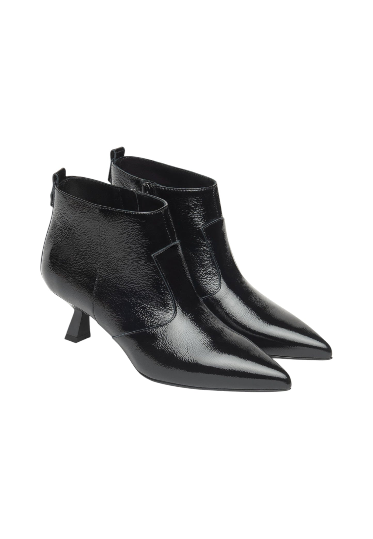 Stivaletti Tronchetti Donna Nero Giardini In Vernice Tacco Svasato 5 cm I514432DE