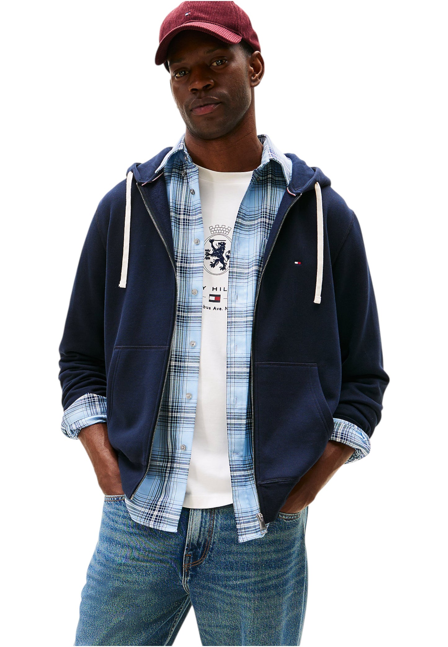 Felpa Con Zip Uomo Tommy Hilfiger Con Cappuccio Essential MW0MW37234