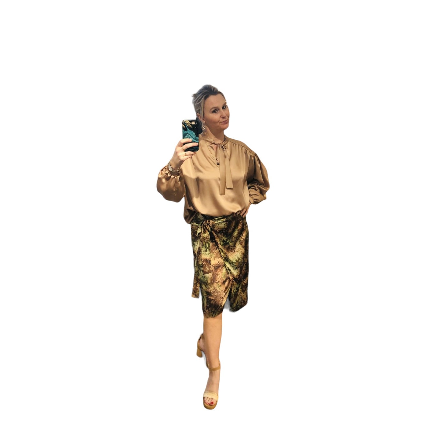 Blusa Manica lunga Donna Gaelle In Raso Con Scollo A V E Flag Logato GBDP16028