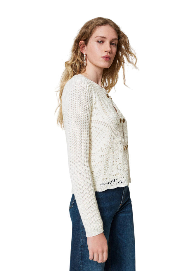 Cardigan Donna Twinset In Maglia Con Crochet 242TP3474