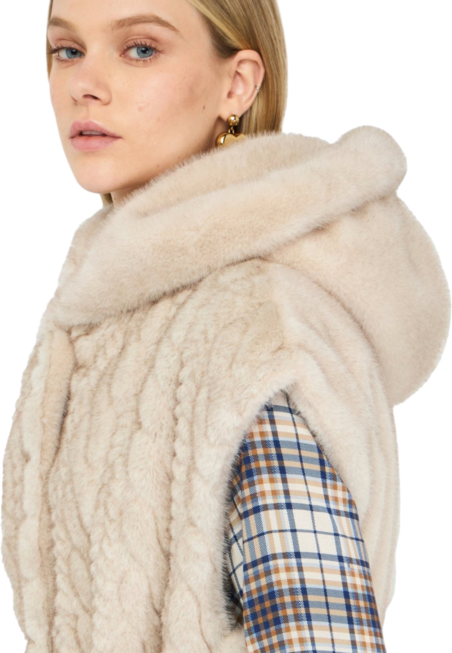 Gilet Con Cappuccio Donna Liu Jo In Pelliccia Sintetica MF5364E1044