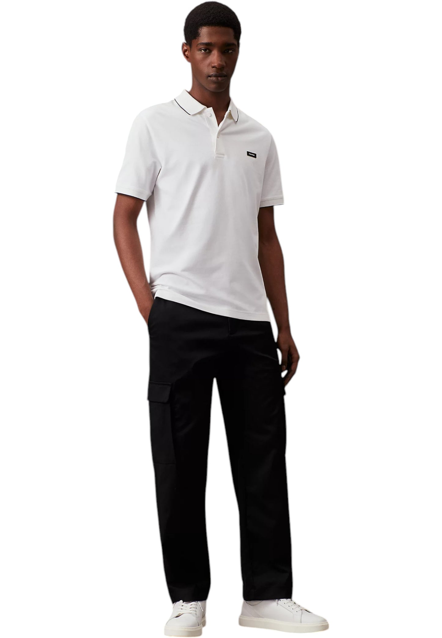 Polo Manica Corta Uomo Calvin klein  Stretch Pique Tippin