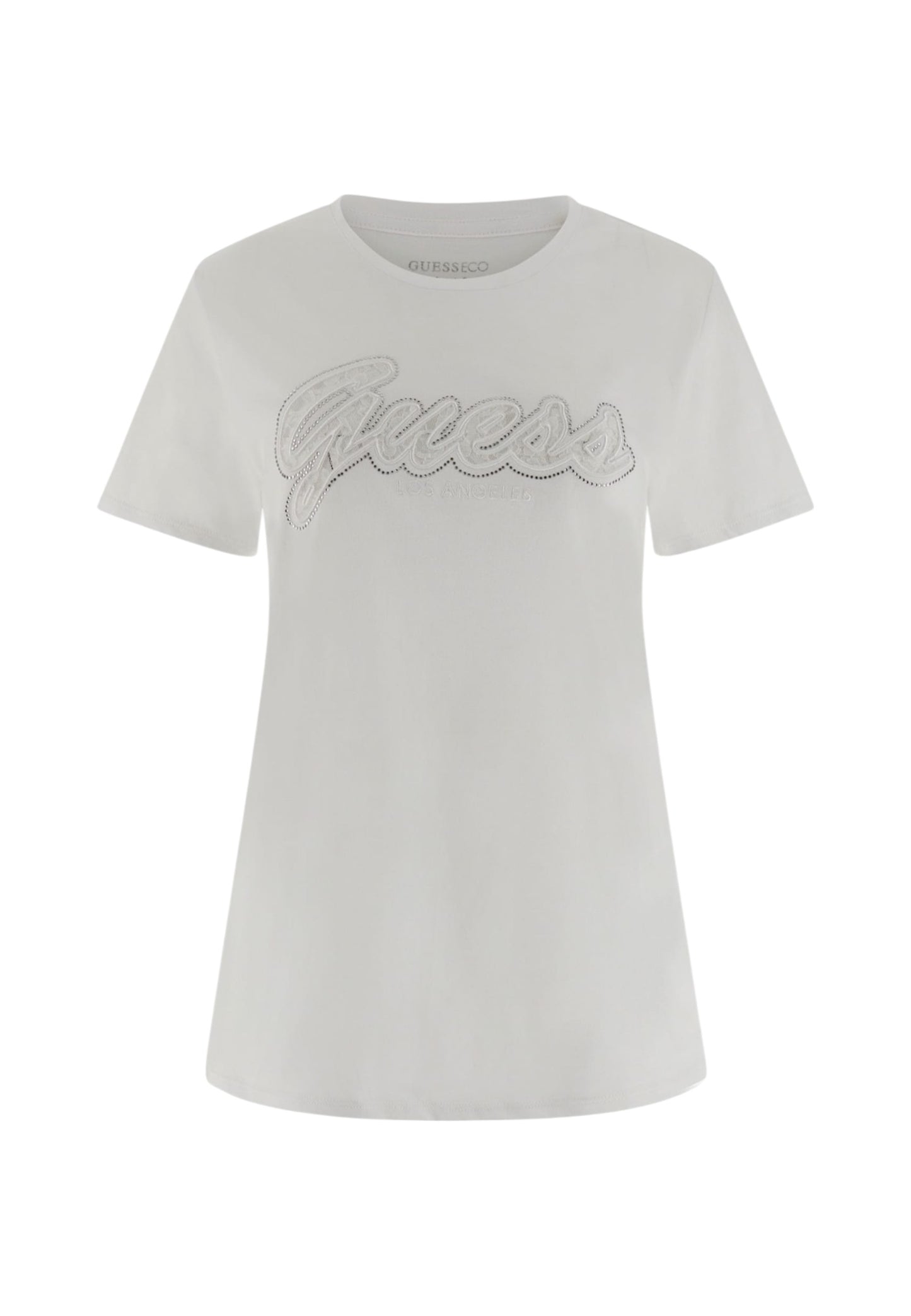 T-Shirt Manica Corta Donna Guess Script Lace Logo Easy