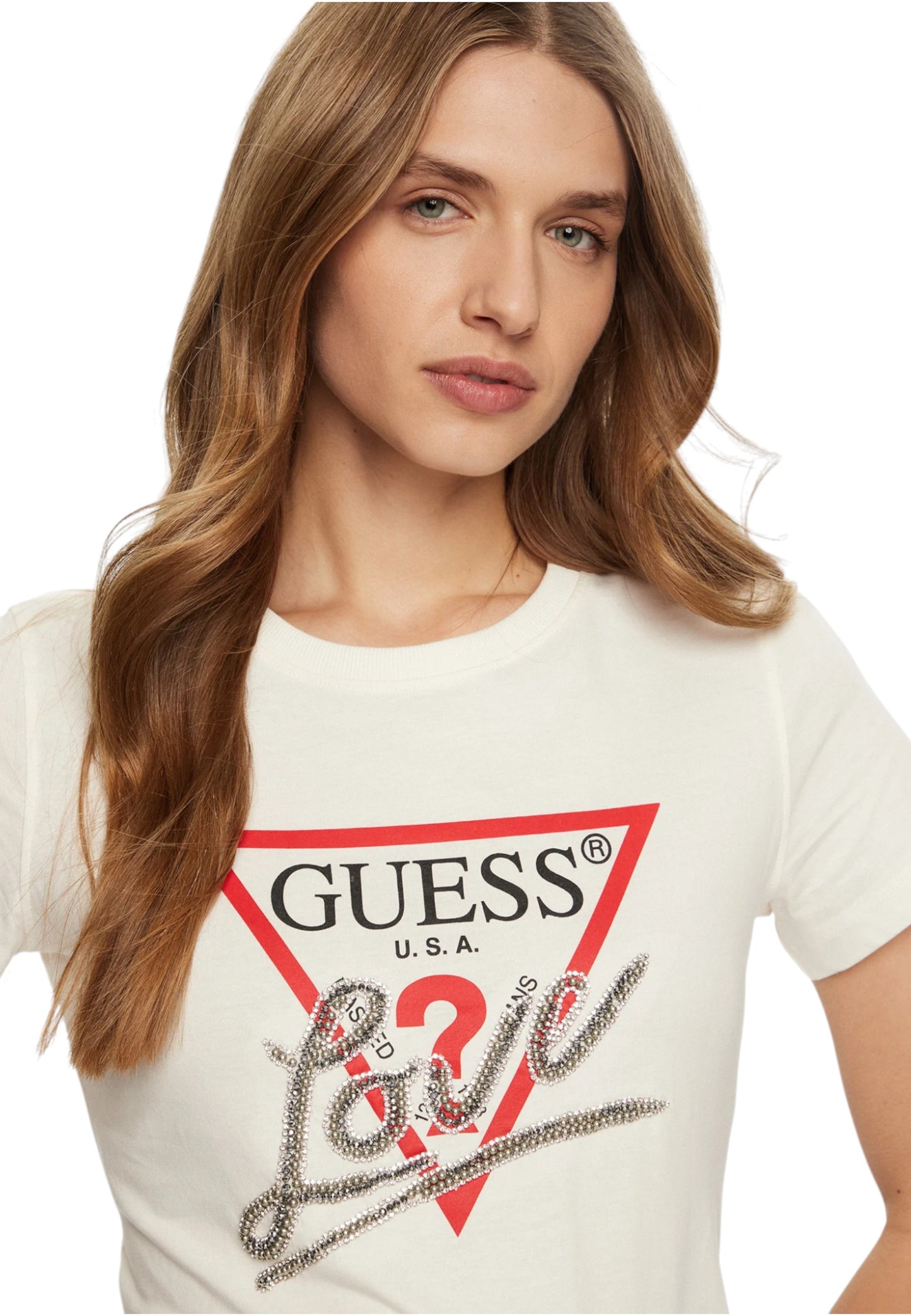 T-Shirt Manica Corta Donna Guess Triangle Love