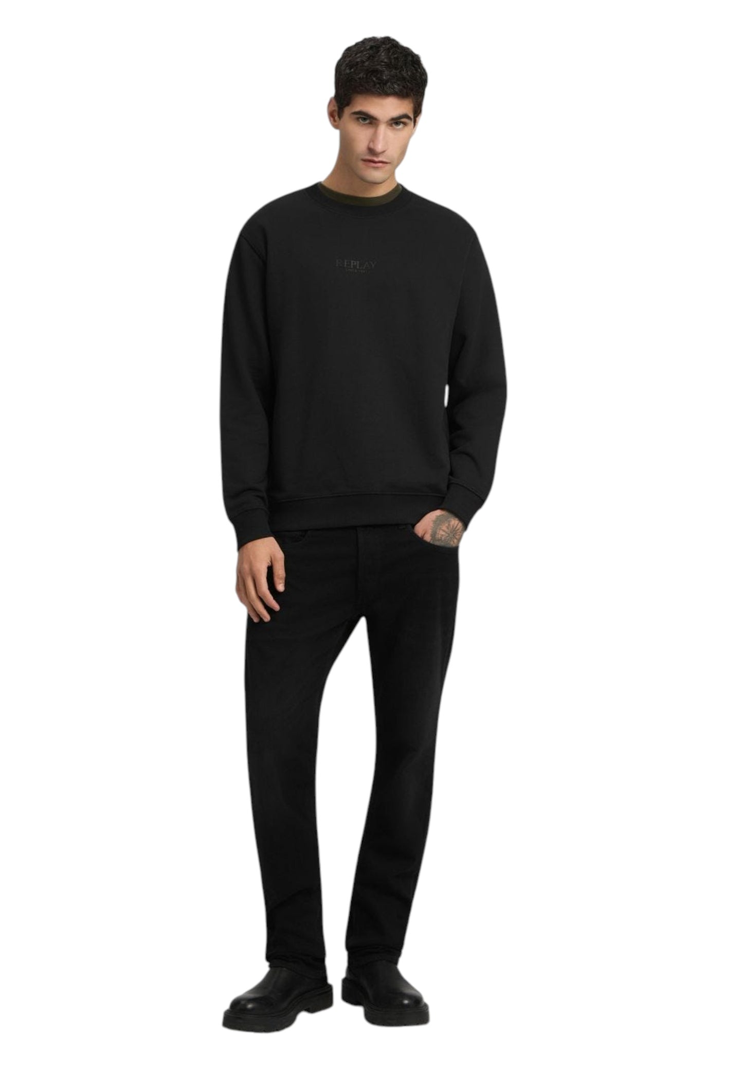 Felpa A Girocollo Uomo Replay Con Lettering  M3187 .000.23802