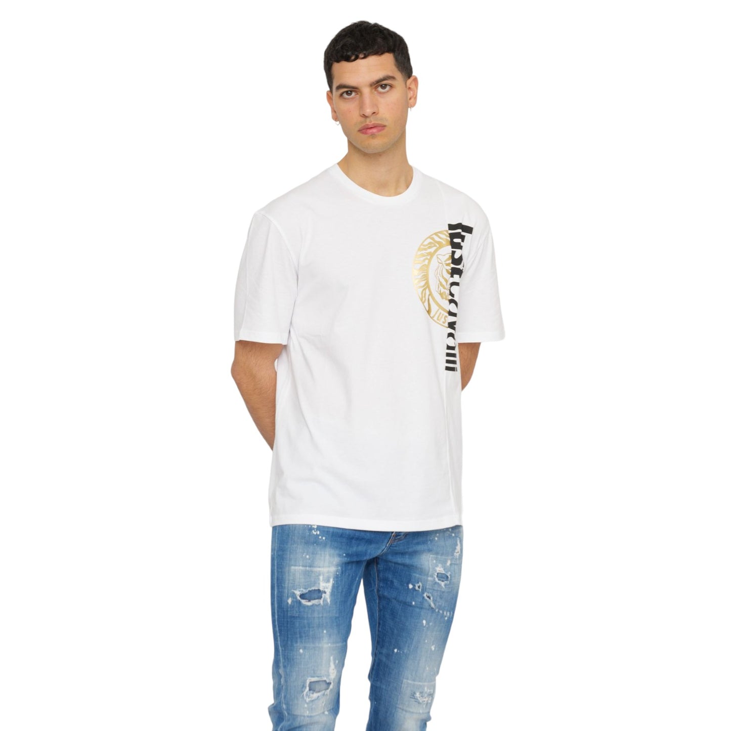T-Shirt Manica Corta Uomo Just Cavalli 74Mm600 R T Round Split Logo 74OBHF05CJ200