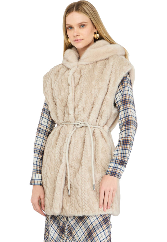 Gilet Con Cappuccio Donna Liu Jo In Pelliccia Sintetica  MF5364E1044