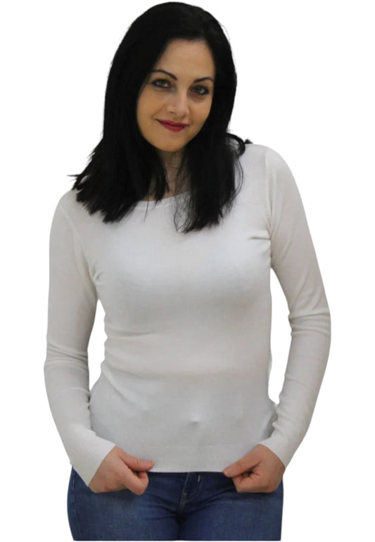 Maglione A Girocollo Donna White Wise   ESS104