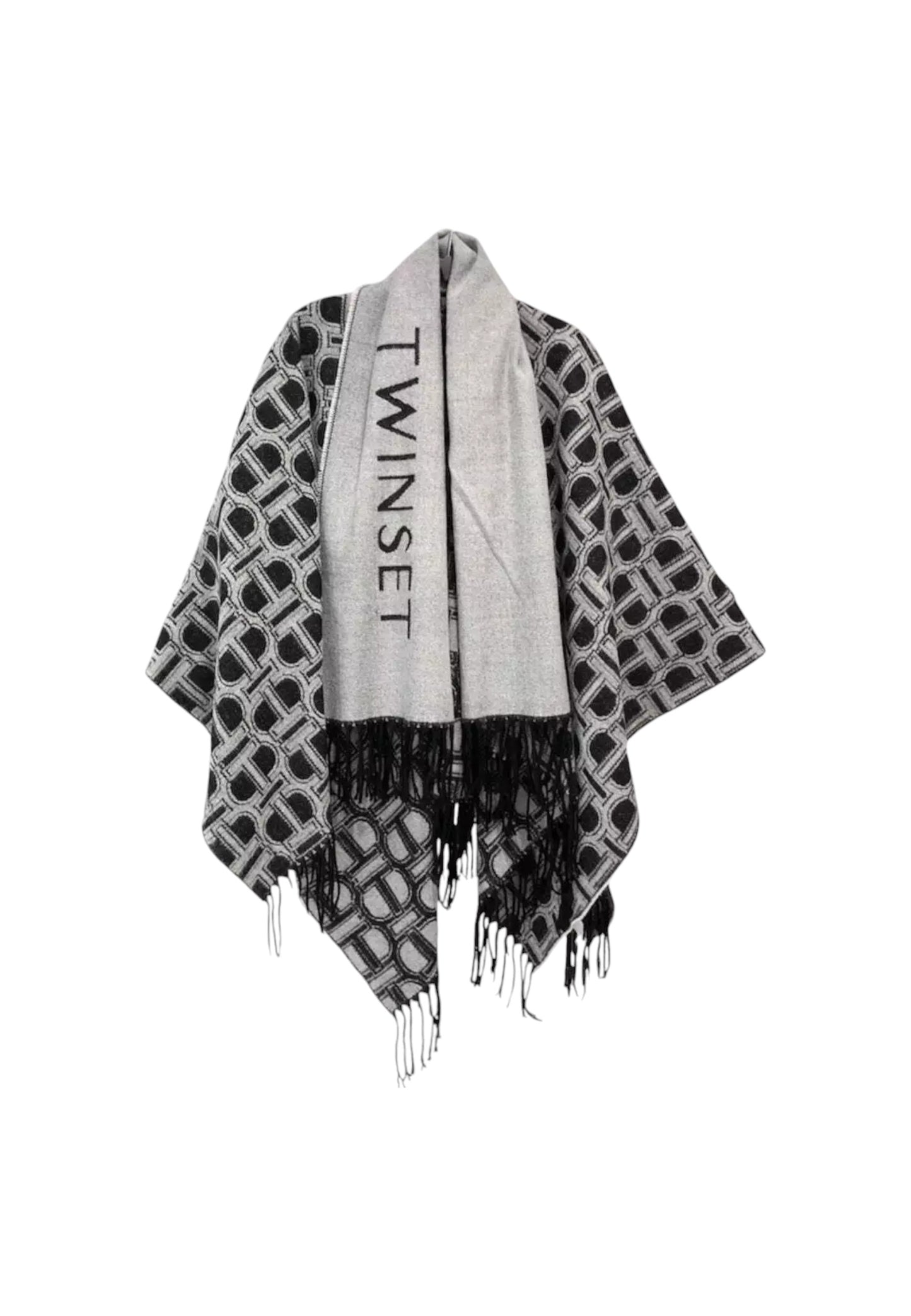 Poncho Donna Twinset Jacquard Con Collo Sciarpa 242TO5690