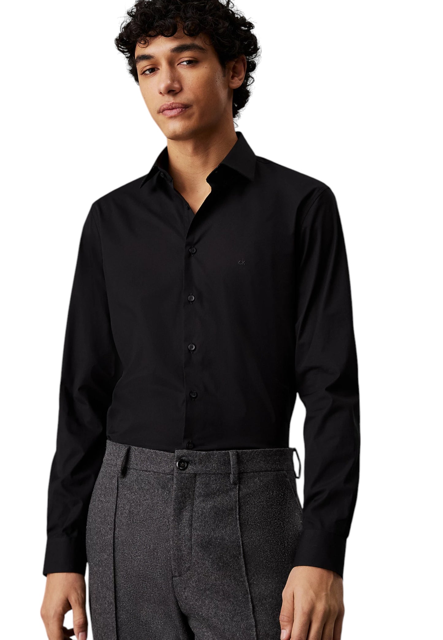 Camicia Manica lunga Uomo Calvin klein  Poplin Stretch Regular