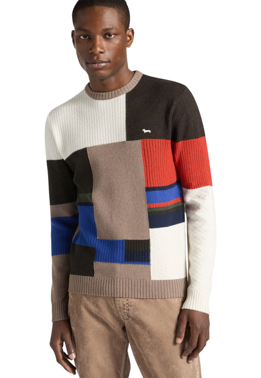 Maglione A Girocollo Uomo Harmont & Blaine Color Block Rasato + 3D  HRP787030646