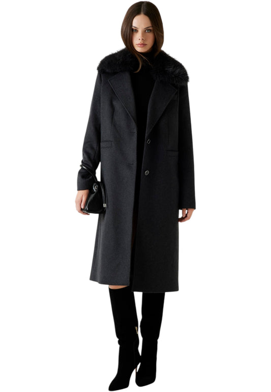 Cappotto Donna Guess Con Collo In Eco Pelliccia Karole W5BL19W2642