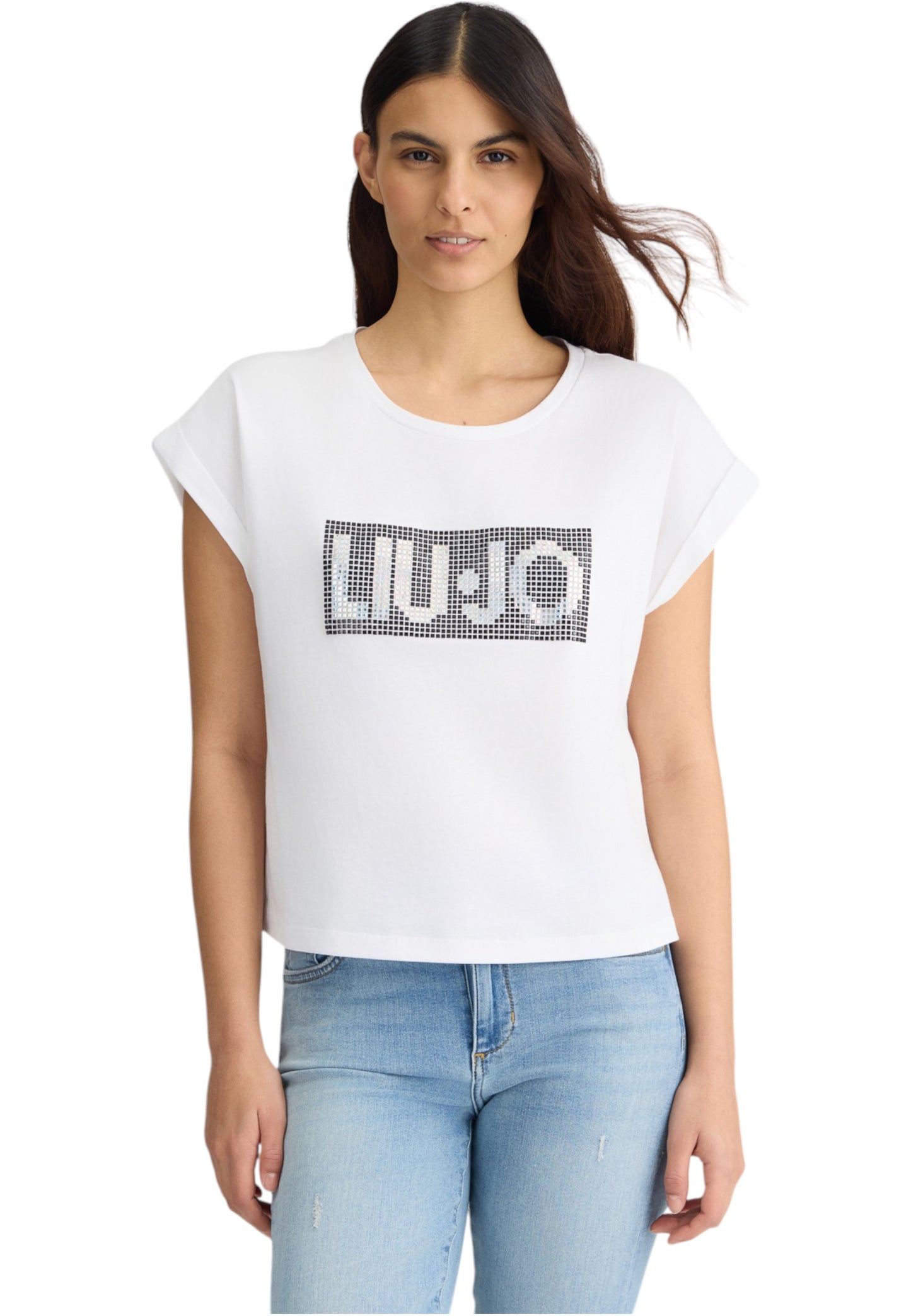 T-Shirt Senza Maniche Donna Liu Jo Strass Bicolor
