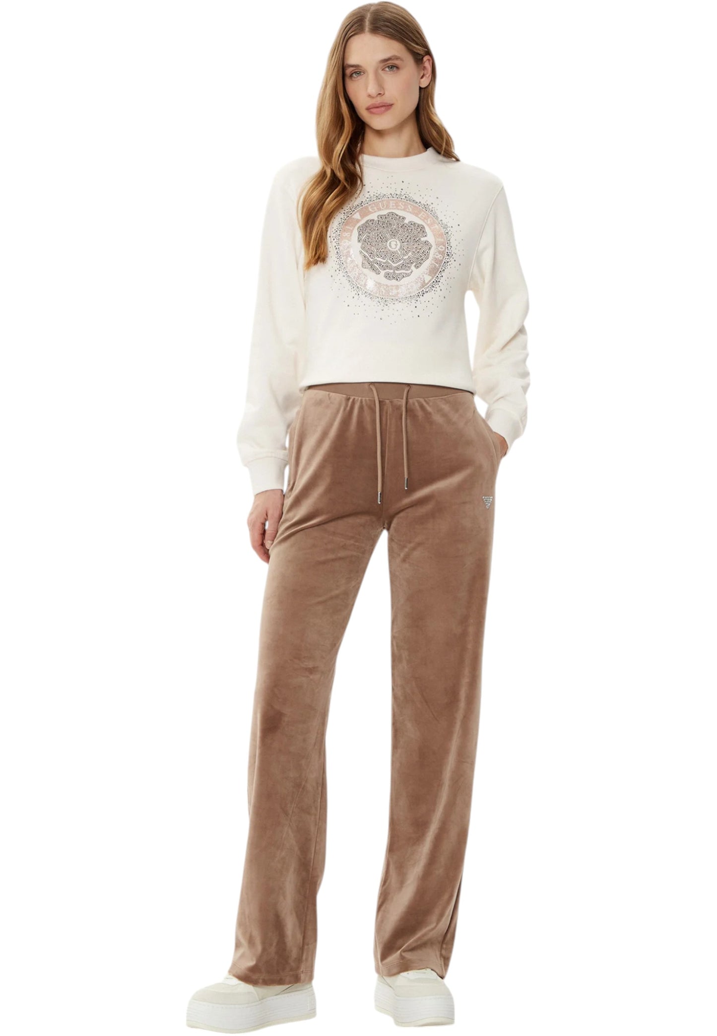 Felpa A Girocollo Donna Guess Peony Logo