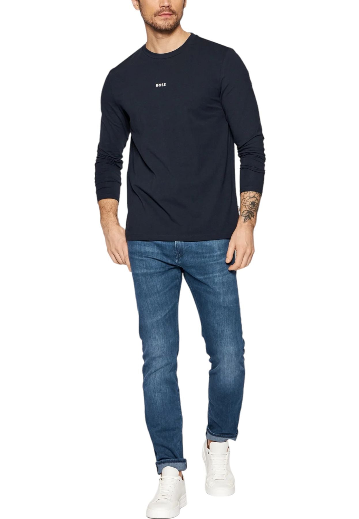 T-Shirt Manica lunga Uomo Boss Con Logo A Contrasto Tchark 50473286