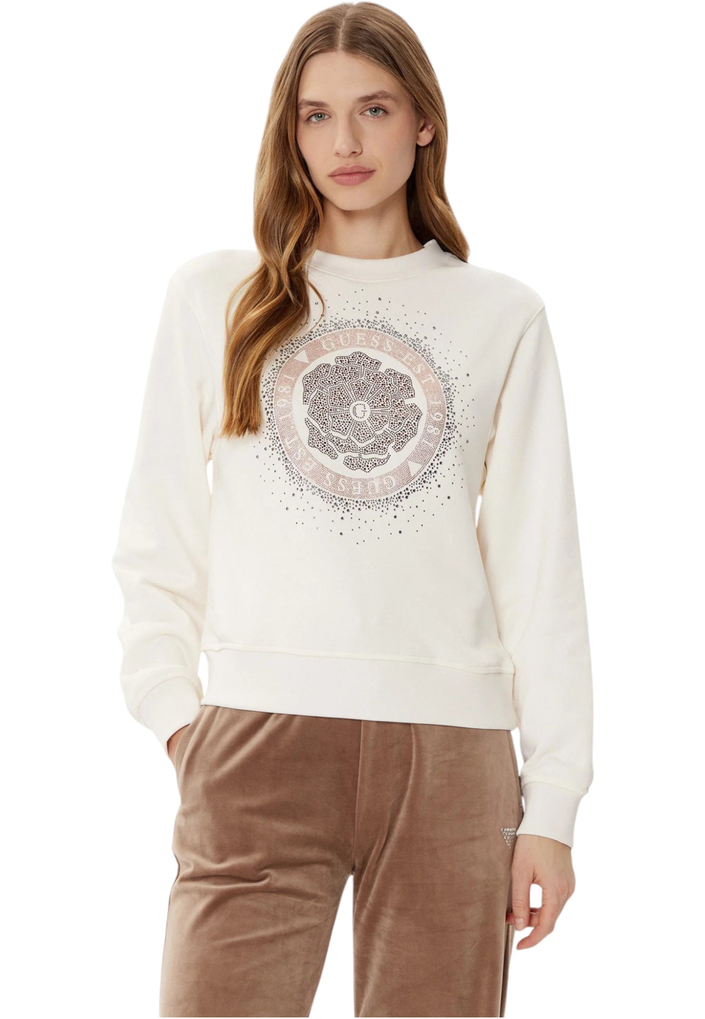 Felpa A Girocollo Donna Guess Peony Logo