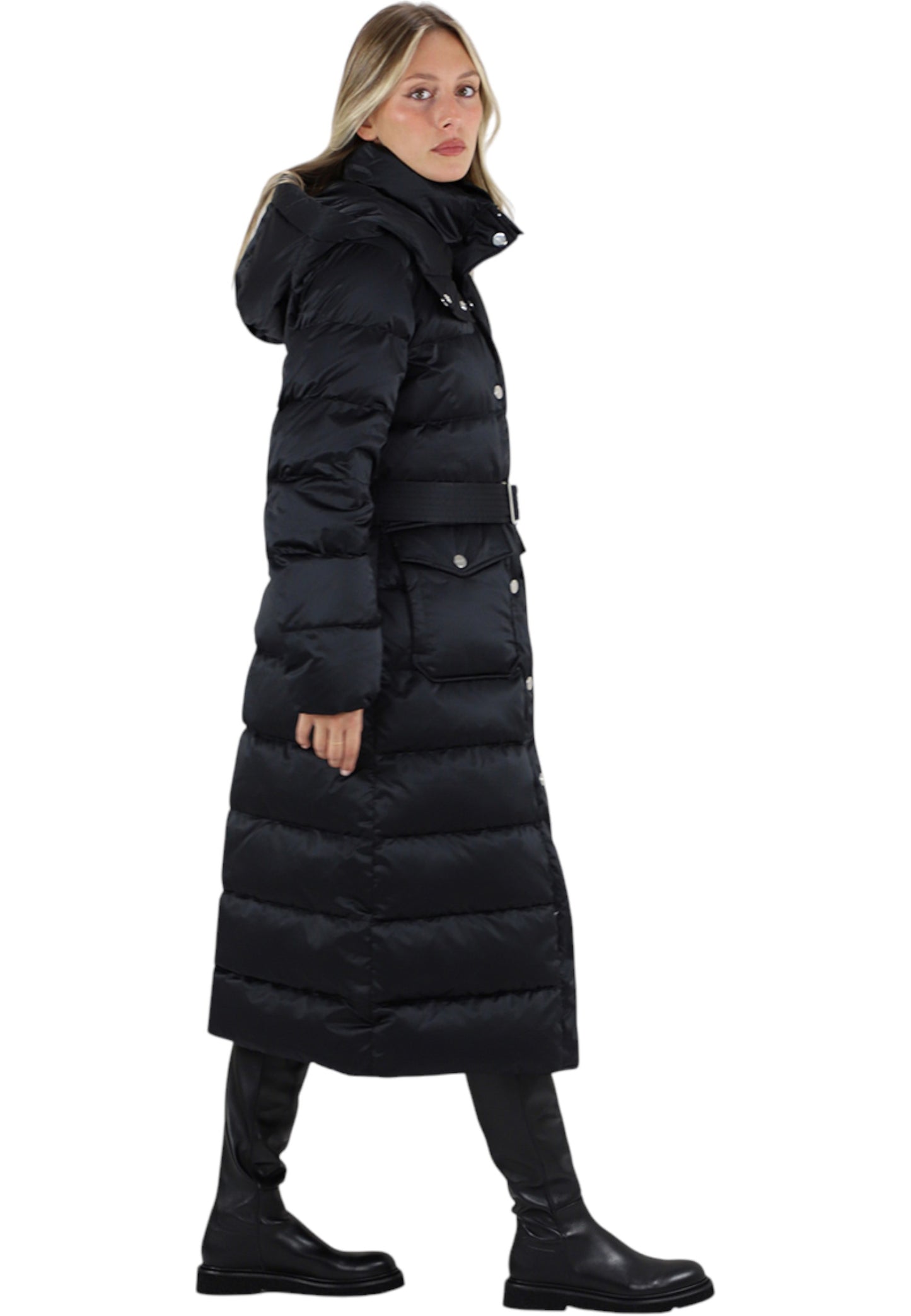 Piumino Lungo Donna Liu Jo Con Cappuccio Imbottito In Vera Piuma MF5011T017A