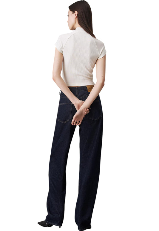 T-Shirt Manica Corta Donna Calvin klein Jeans  Warm Texture Rib Moc