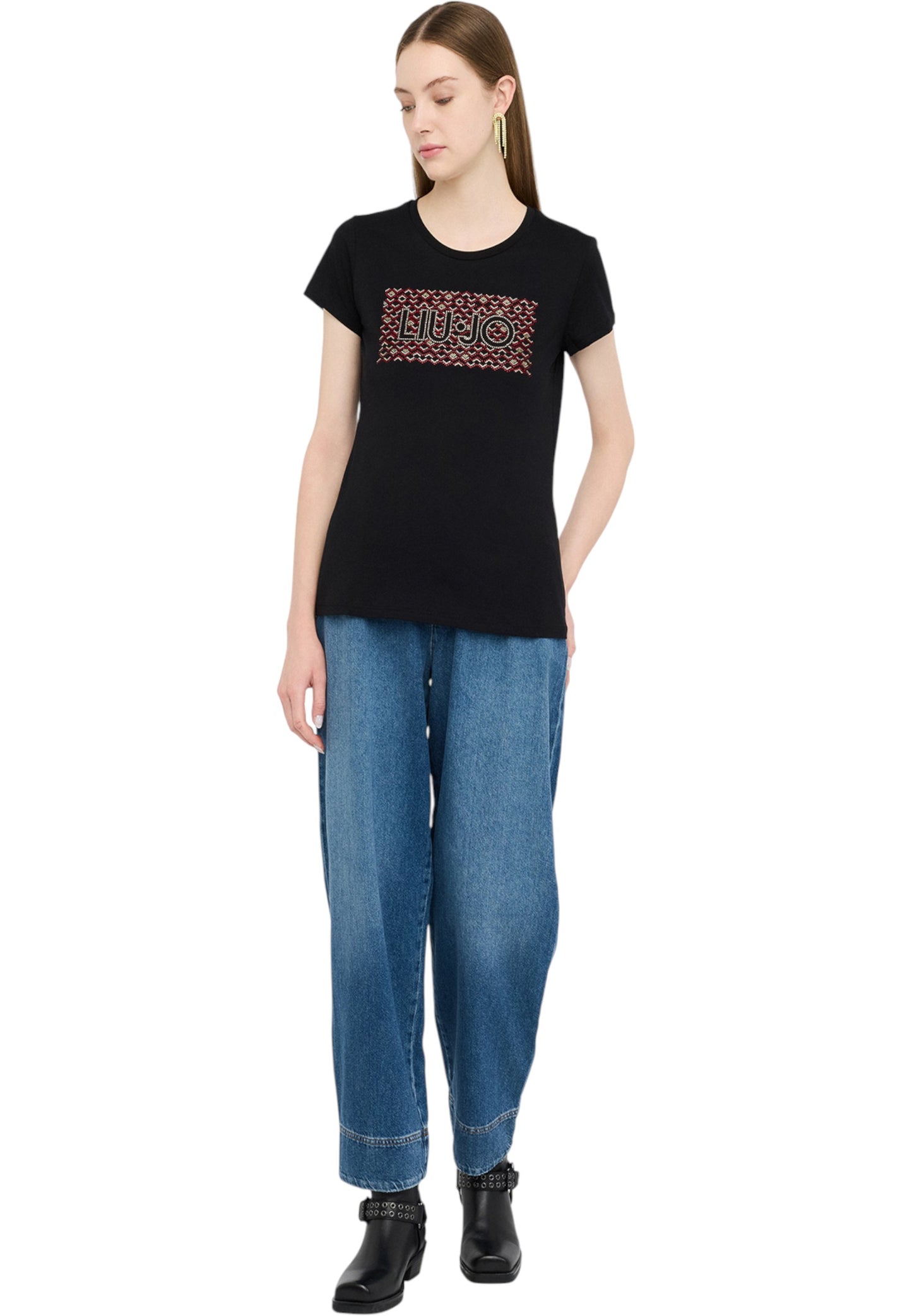 T-Shirt Manica Corta Donna Liu Jo Lj Angels Patte MF5456JS923