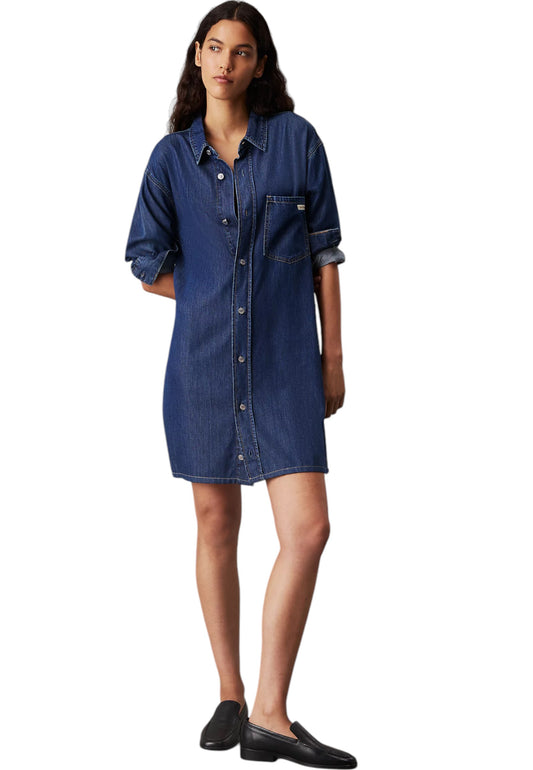 Vestito Corto Donna Calvin klein Jeans Chemiser Lyocell Belted Denim