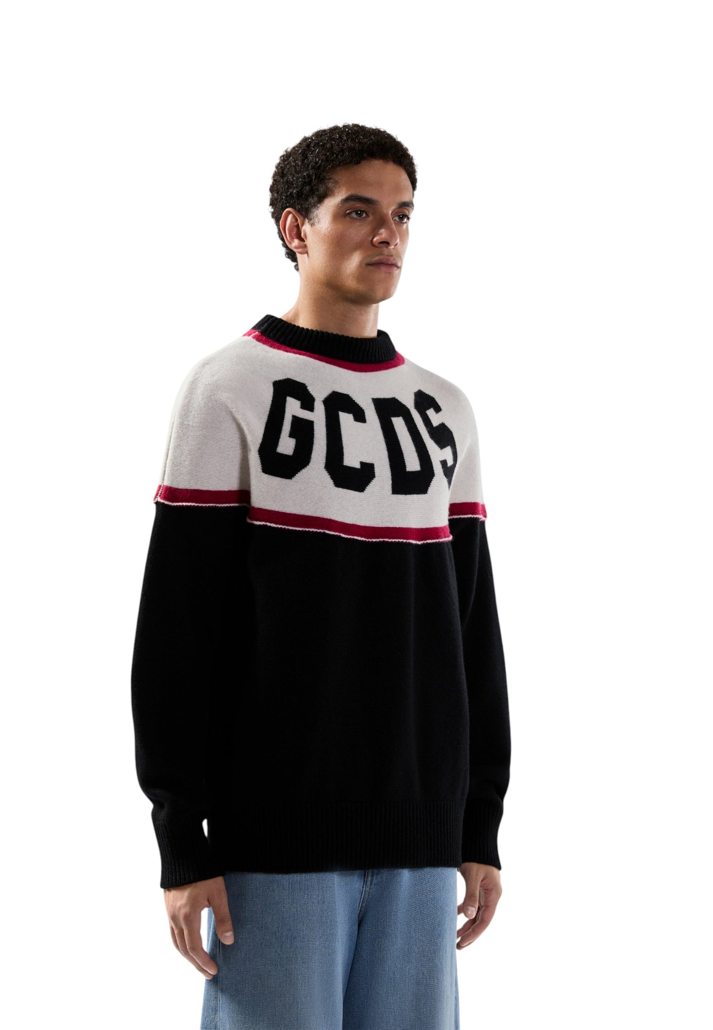 Maglione Collo A Lupetto Uomo Gcds  Stripes Logo B2CM1514KI9