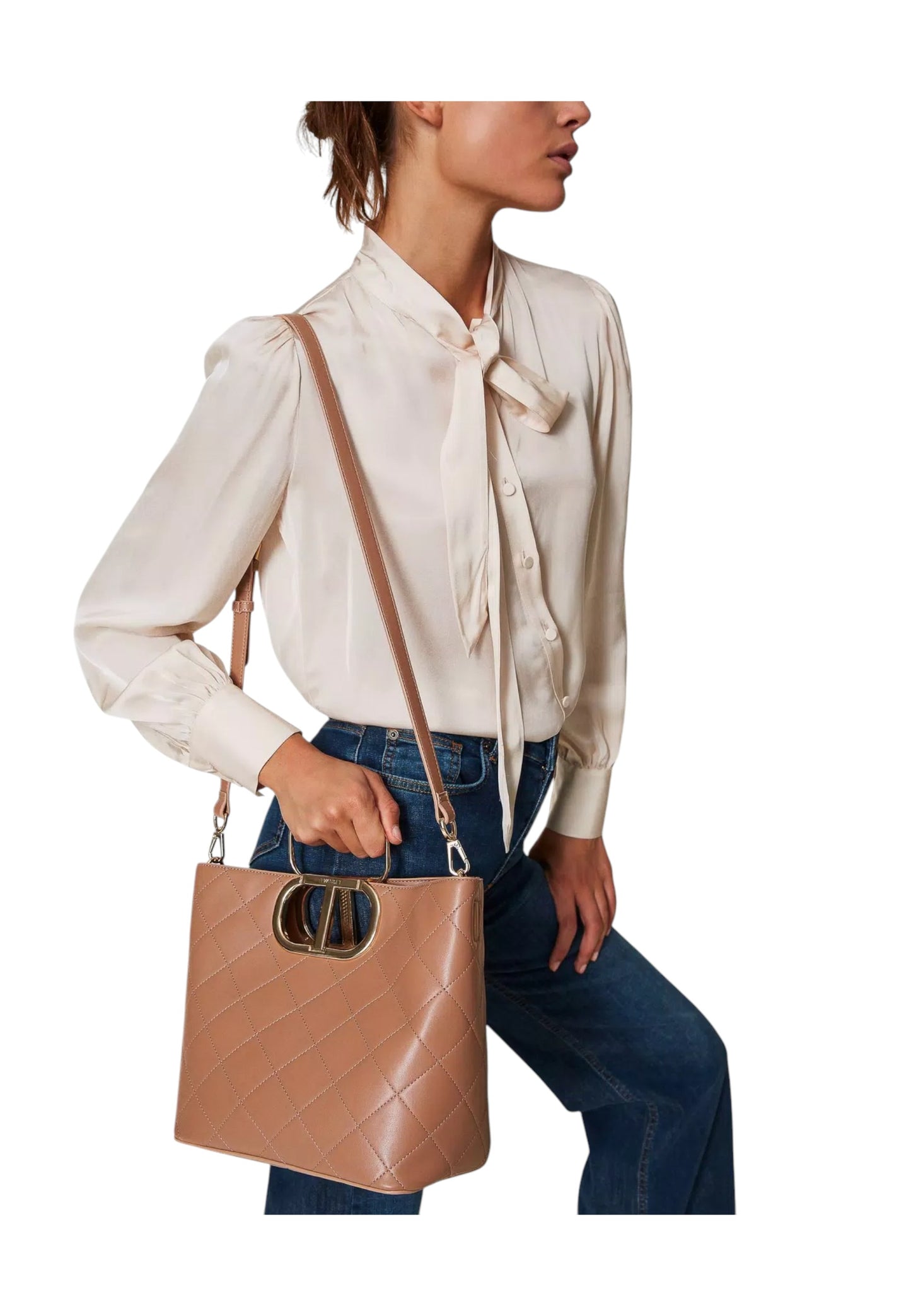 Borsa A Mano Donna Twinset Tote Media Trapuntata Con Manico Oval T Lila 242TD8160
