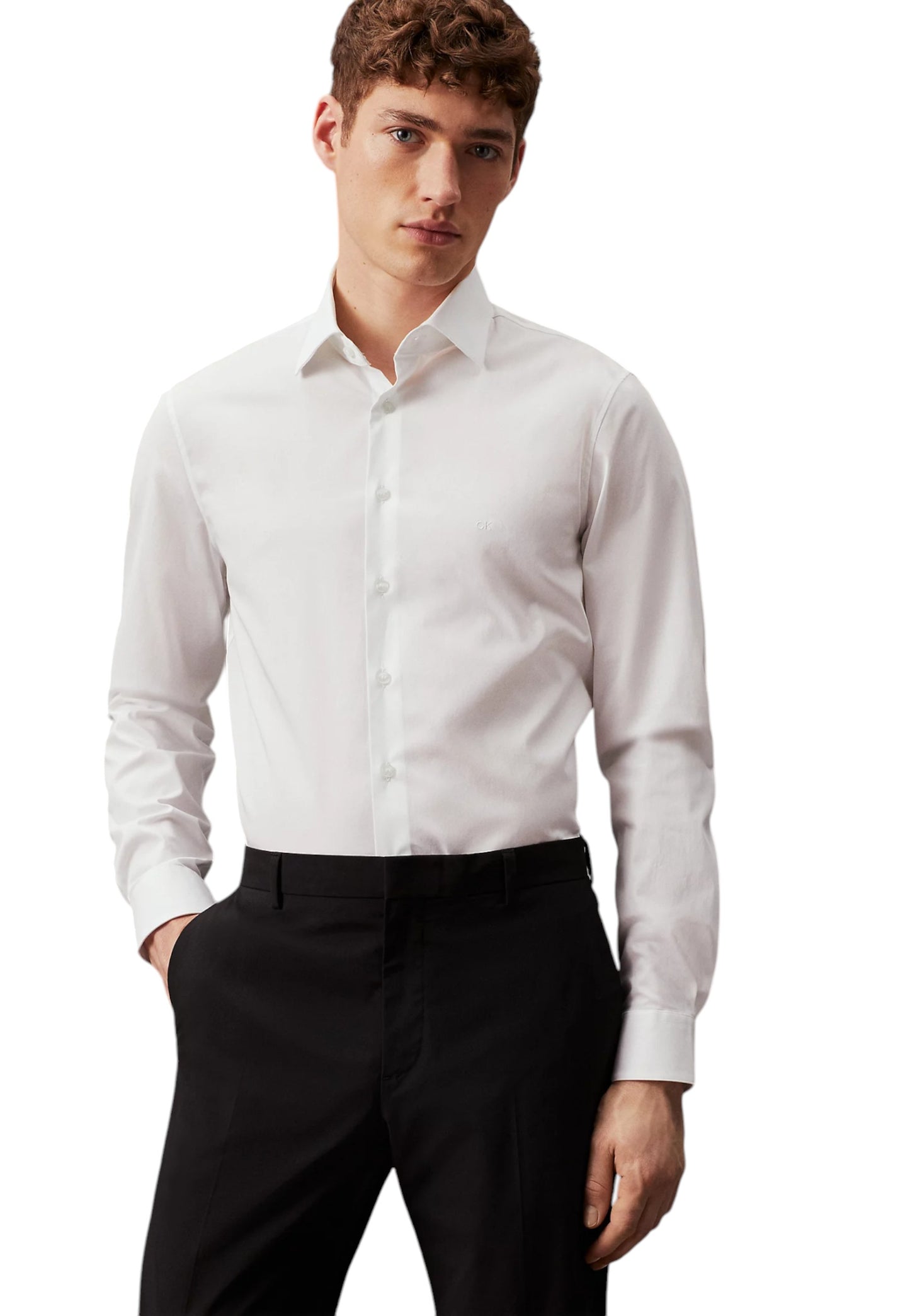 Camicia Manica lunga Uomo Calvin klein  Poplin Stretch Regular