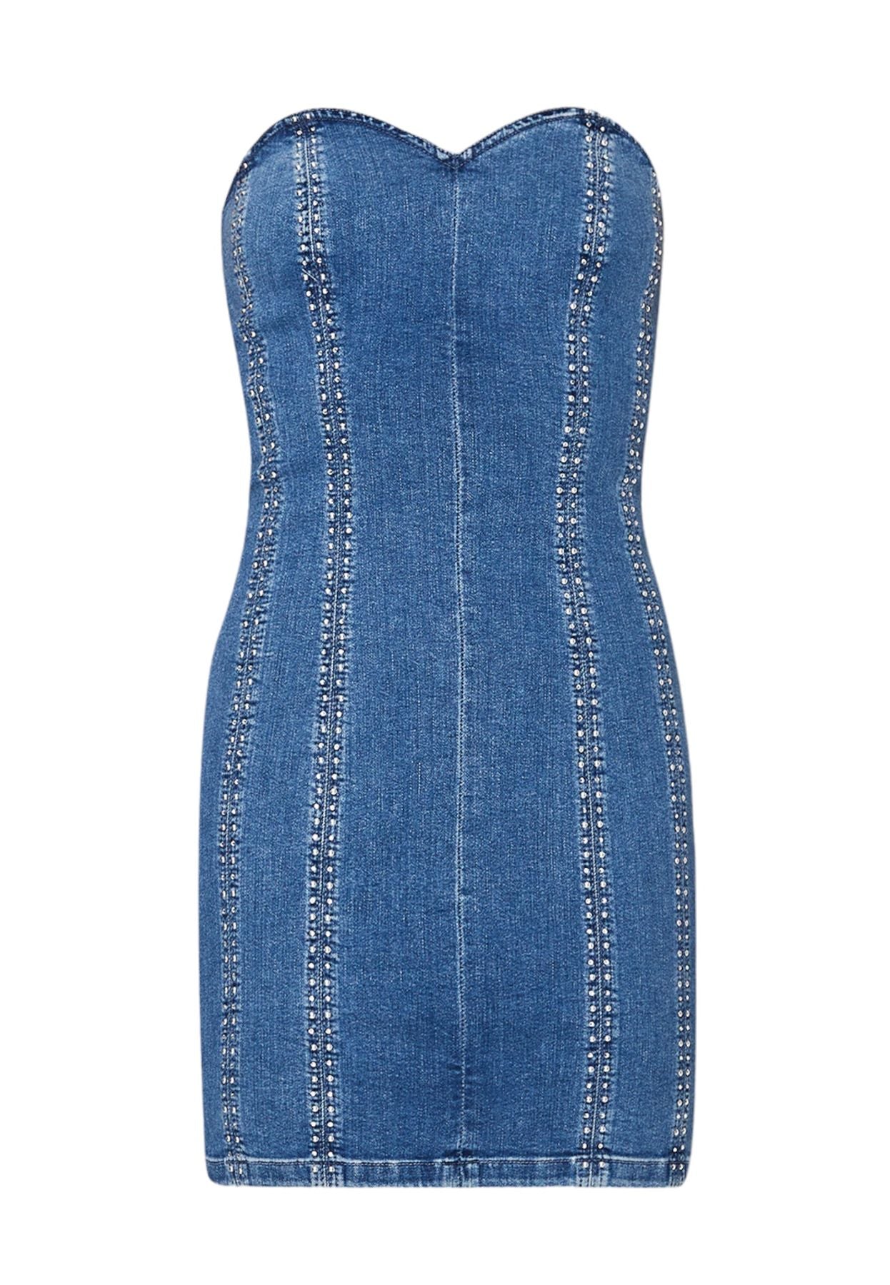 Vestito Corto Donna Liu Jo In Denim Studs Strass UA4099D4765