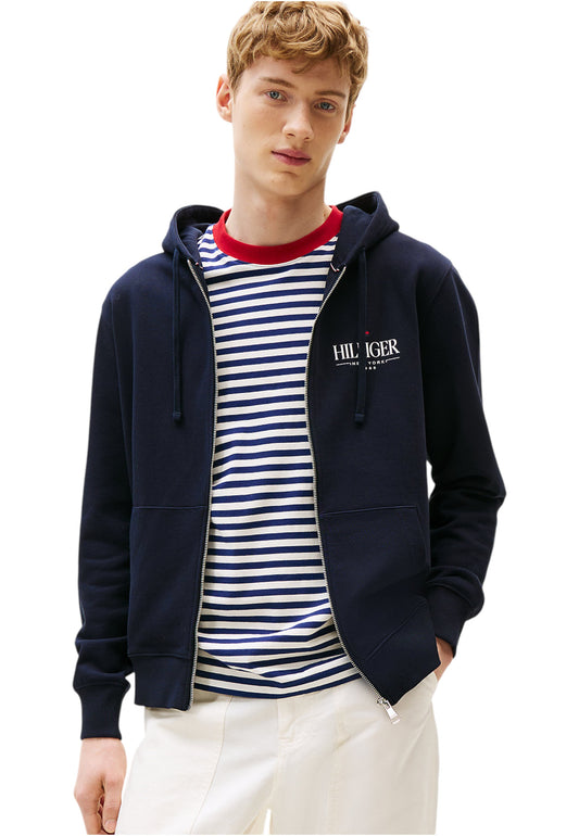 Felpa Con Zip Uomo Tommy Hilfiger Con Cappuccio Hilfiger Stacked MW0MW39375