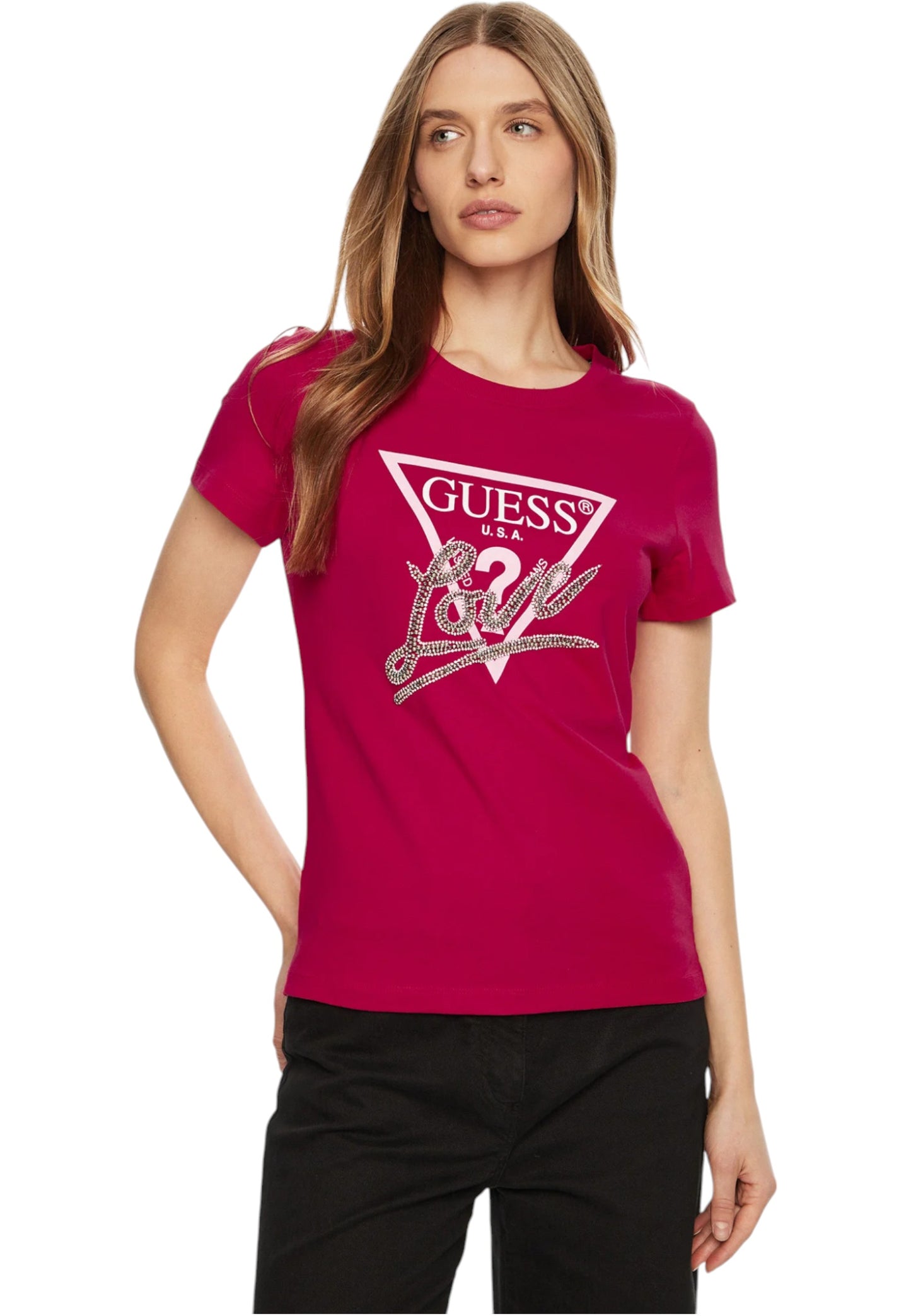 T-Shirt Manica Corta Donna Guess Triangle Love
