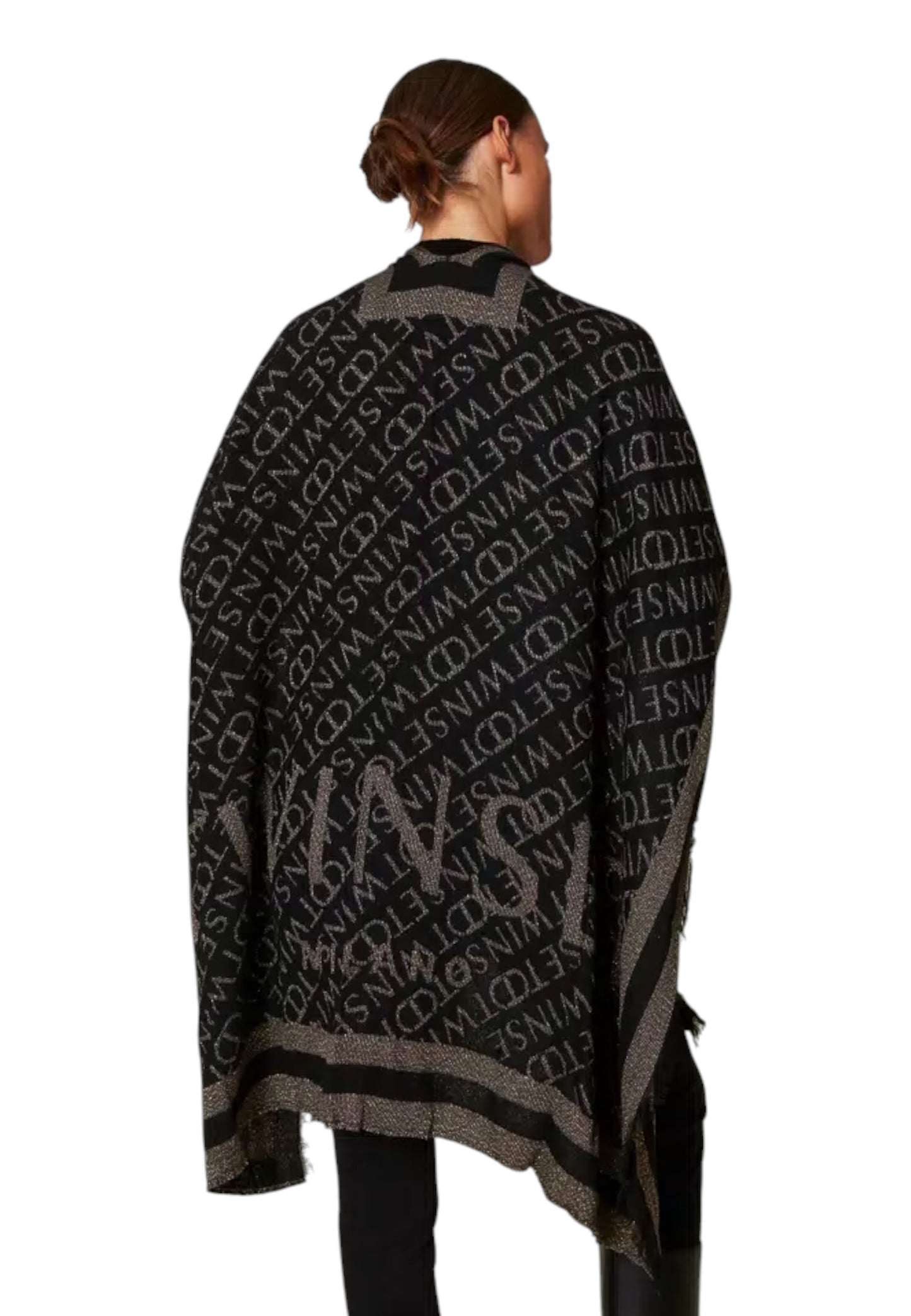 Poncho Donna Twinset In Tessuto Con Logo Jacquard 242TO504A