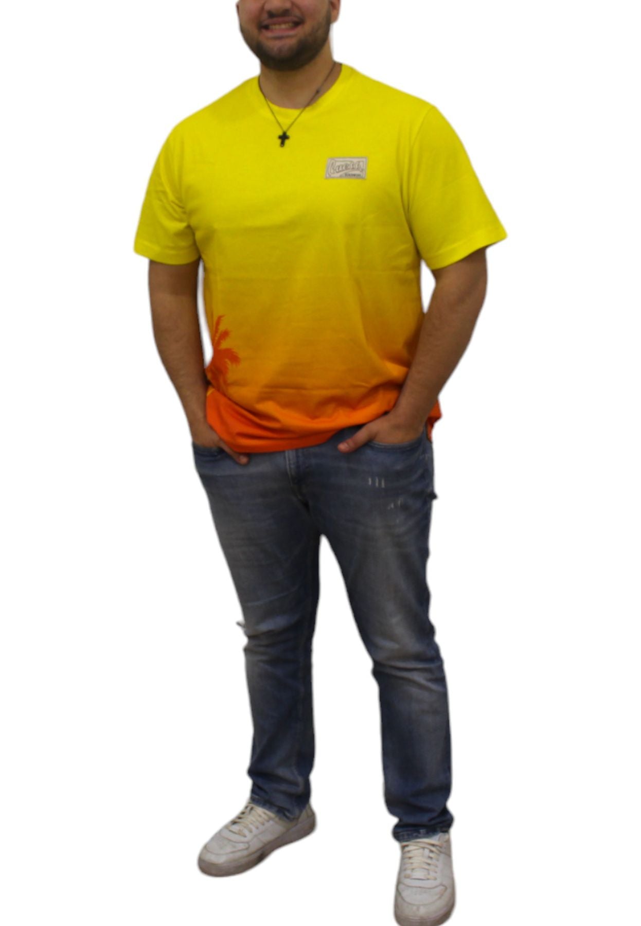 T-Shirt Manica Corta Uomo Guess Gradient Palm F3GI06I3Z14