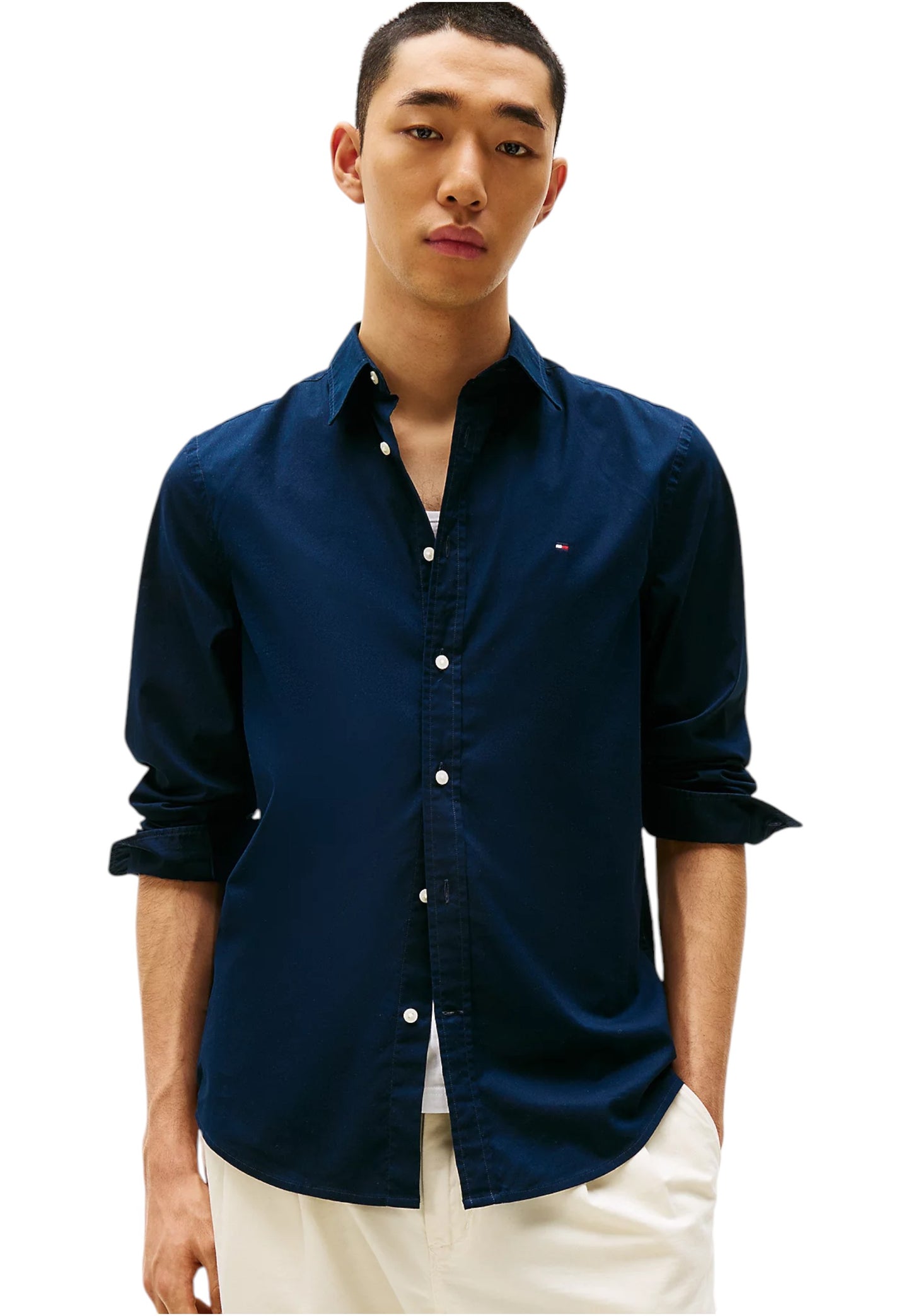 Camicia Manica lunga Uomo Tommy Hilfiger  Flex Poplin Kent Col