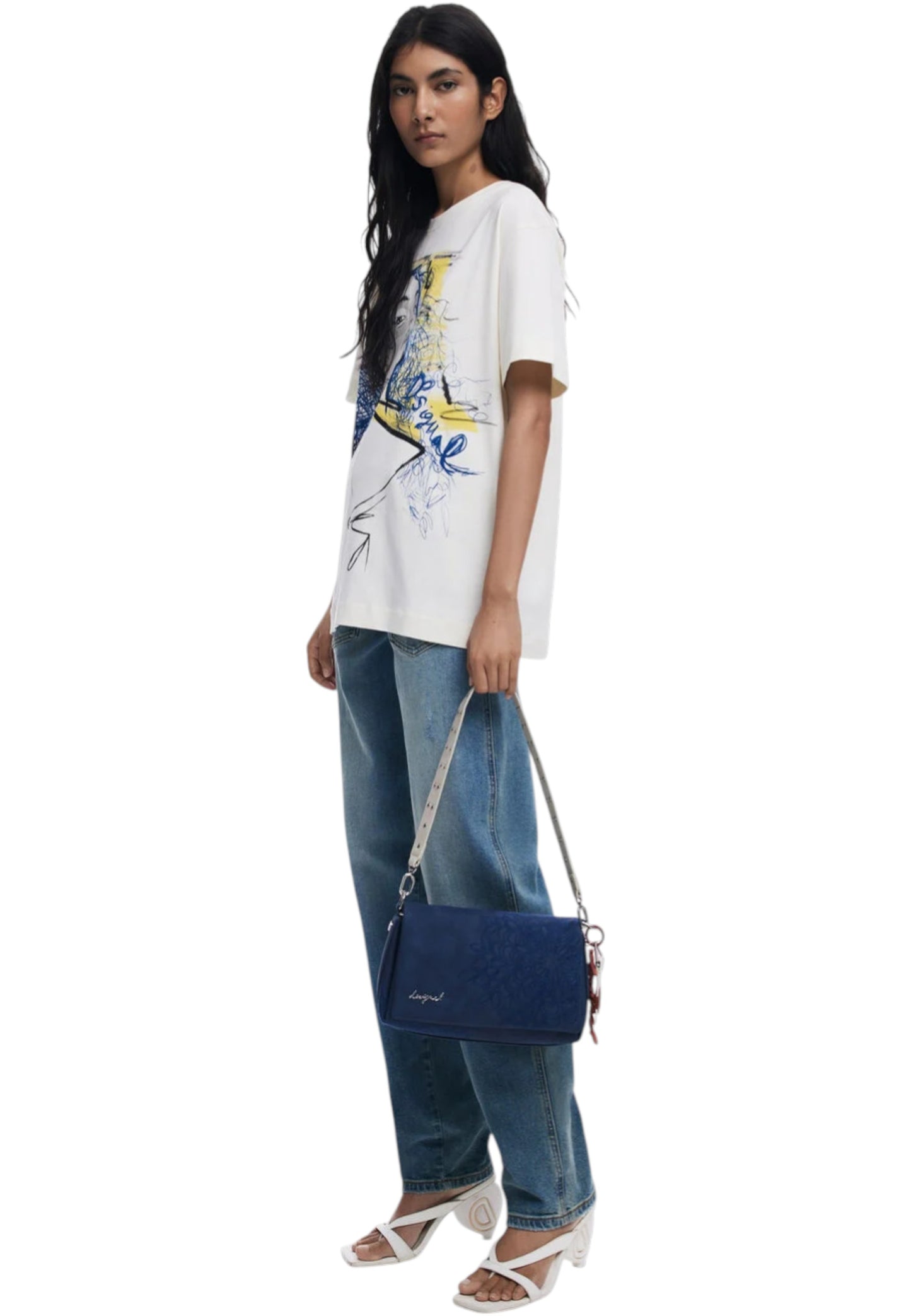 Borsa A Tracolla Donna Desigual Sierra Naron Medium Flap Blue 25WAXPBF