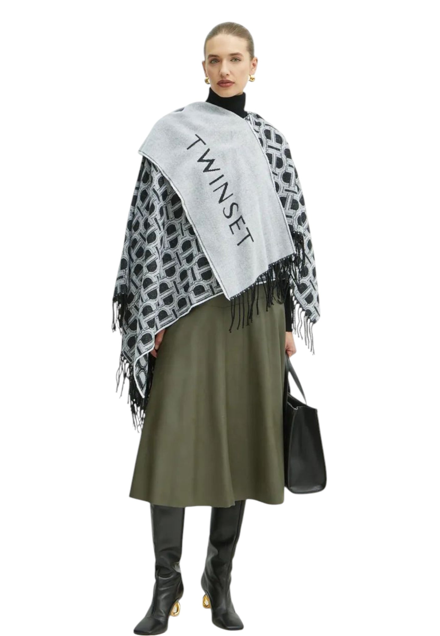 Poncho Donna Twinset Jacquard Con Collo Sciarpa 242TO5690