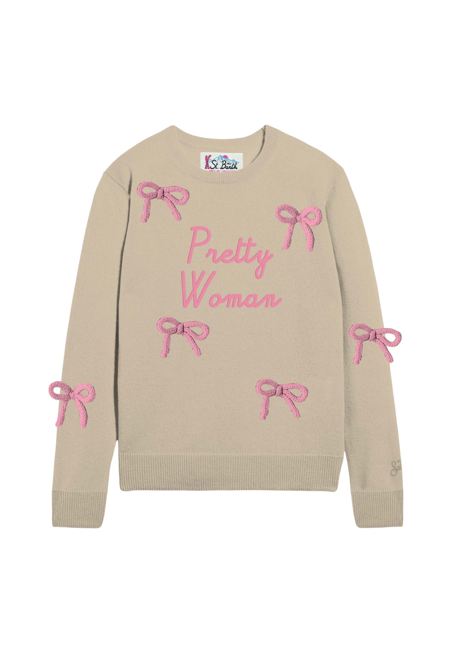 Maglione A Girocollo Donna Mc2 Saint Barth Pretty Woman Bow Patch New Queen QUE0010